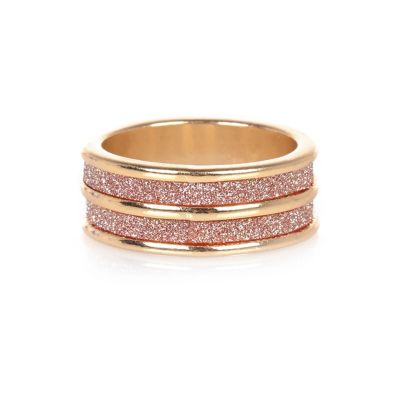 Gold tone double row glitter ring